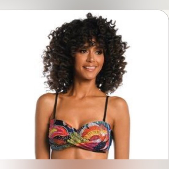 La Blanca Colorful Patterned Bandeau Bikini Top size 6 - Picture 2 of 16